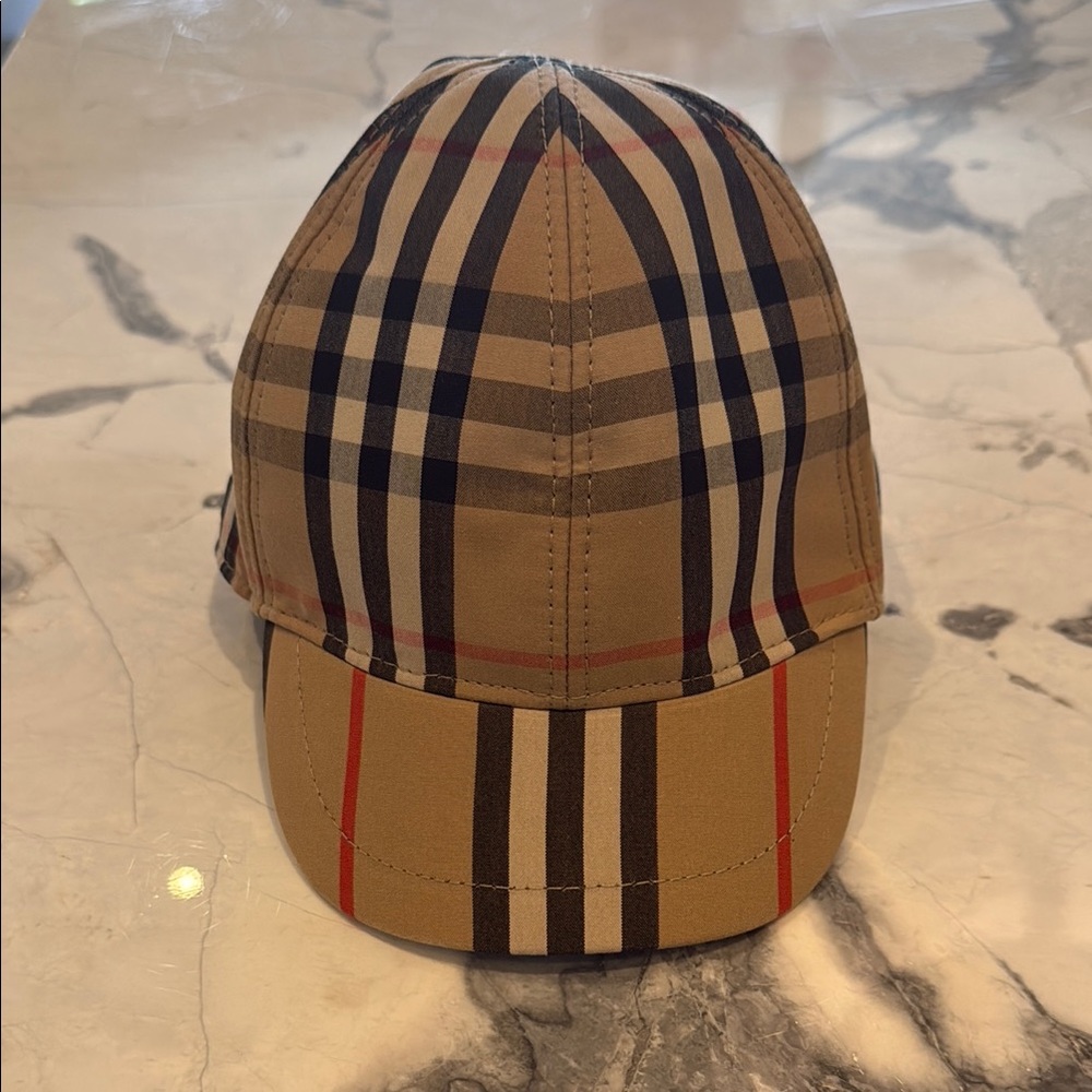 Burberry Kids Checkered Hat - Tan and Black